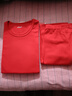 顶瓜瓜顶呱呱秋衣秋裤女纯棉抗菌情侣薄款保暖内衣套中国红170 实拍图