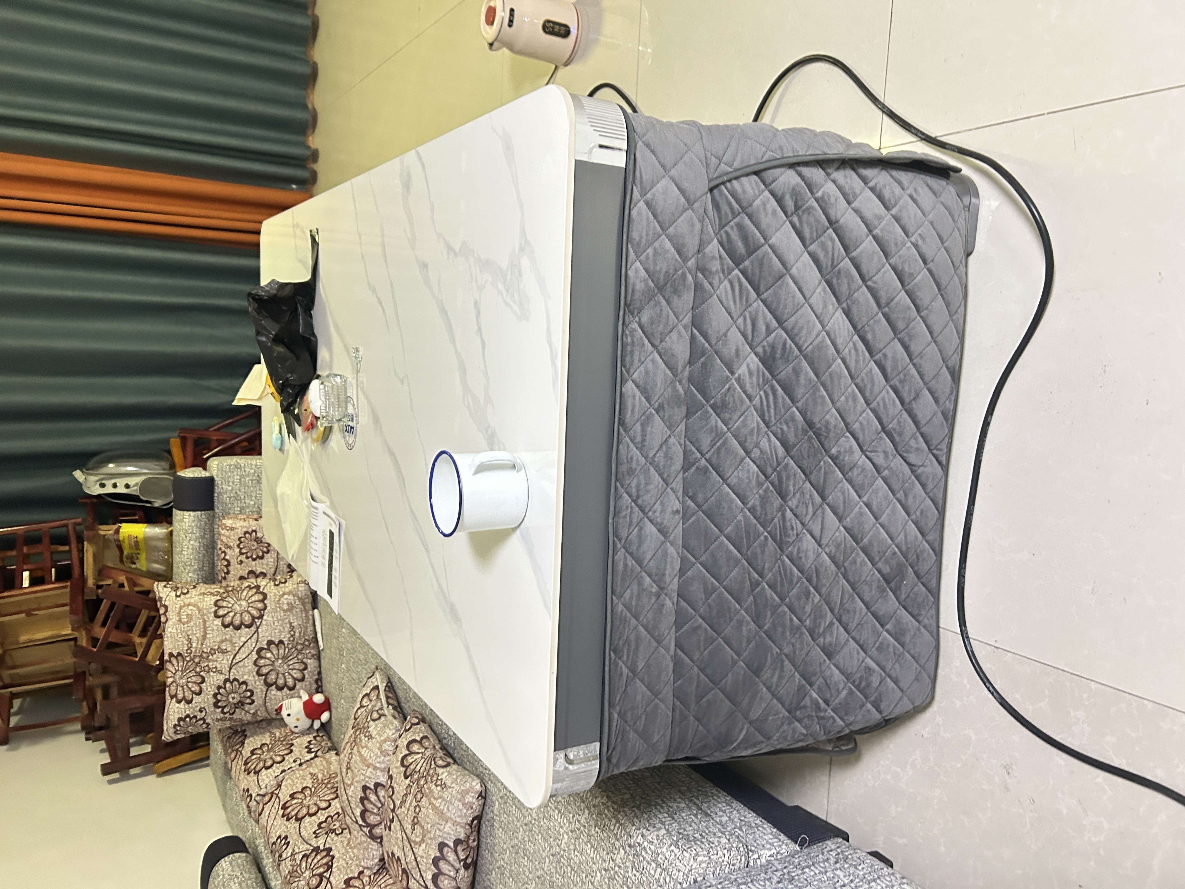 奥克斯取暖桌电热茶几长方形烤火桌家用新款带移动多功能餐桌烤火炉电暖炉升降烤火茶几电烤桌烤火电暖桌 奢华款1.8m （脚轮+桌面升降）陨石灰 电磁炉 烘衣 四脚发热+植绒防烫+智能声控+手机小程序 实拍图