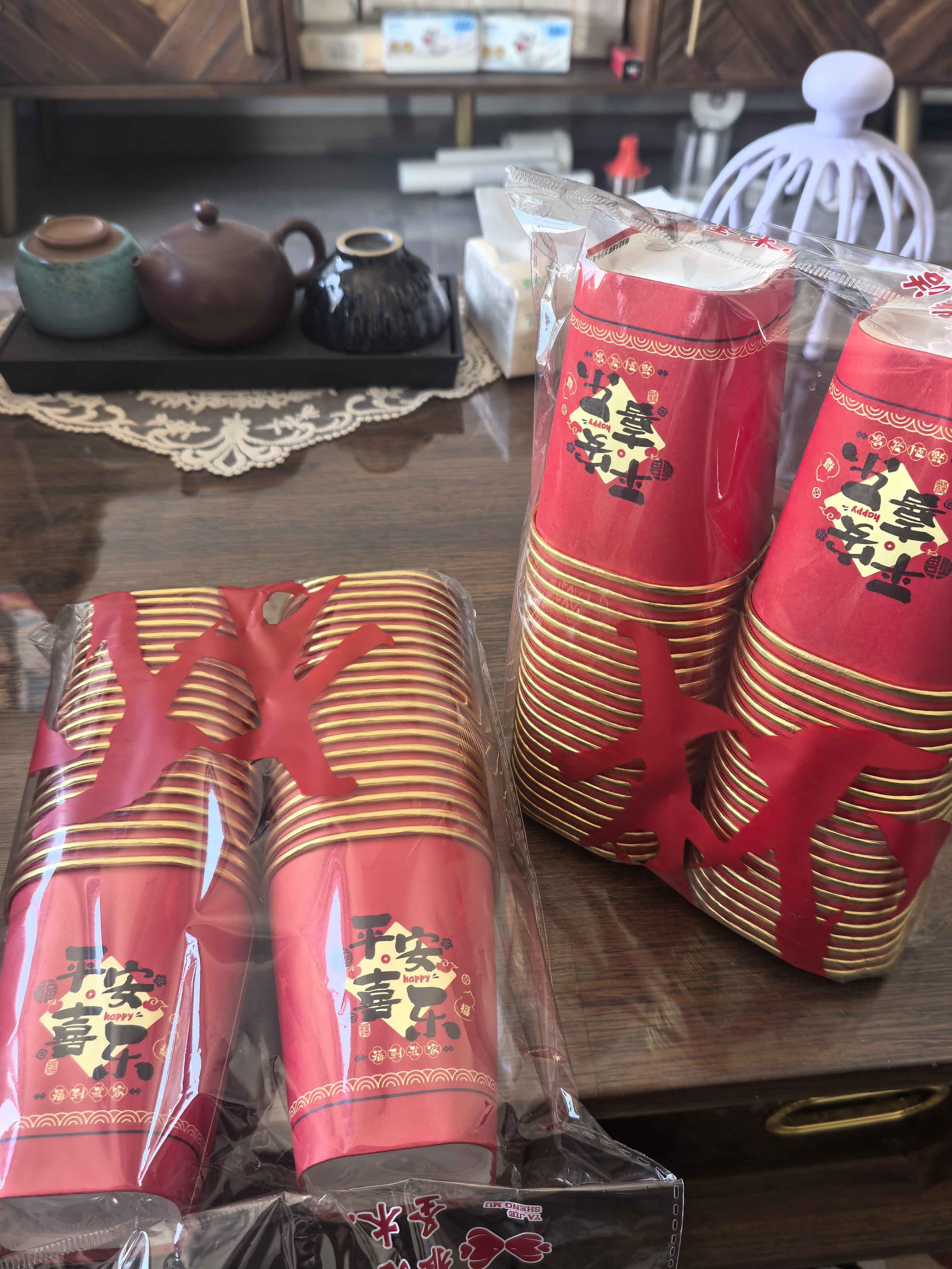 TaTanice纸杯40个装金箔纸杯一次性杯子红色喜庆乔迁家用聚餐纸杯 实拍图