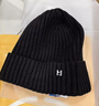 海澜之家（HLA）帽子男士秋冬季保暖加绒毛线针织帽女含羊毛防风防寒 黑色 实拍图