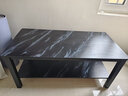 修乐（XIULE）茶几客厅家用茶桌钢化玻璃茶台仿岩板大理石茶几轻奢感小桌子 【加粗钢架】黑纹理+黑架100cm 实拍图
