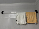 吸盘毛巾架免打孔卫生间置物架浴室毛巾杆壁挂式厕所浴巾收纳挂架 伸缩款透明黑【65-130cm】 实拍图