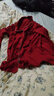 红豆居家睡衣女长袖纯棉春季透气翻领开衫女士睡衣家居服酒红色175/96A 实拍图