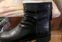 卓诗尼秋冬瘦瘦靴短靴鞋子法式抓皱粗跟小裸靴 黑色 37  实拍图