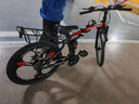 凤凰（Phoenix） 凤凰自行车可折叠山地车路虎男士成年人变速女式越野公路单车 三刀黑红/折叠双避震/全竞速轴承 24寸27速【参考：138-168cm】 实拍图