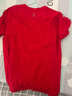 立蒙（LIMENG）男女装素色180g全棉短袖t恤圆领宽松体恤打底衫 大红 XL 实拍图