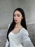 鹿亦萌大U领普拉提训练运动罩衫女遮屁股慵懒宽松蝙蝠袖长袖瑜伽服上衣 白麻灰 XL 实拍图