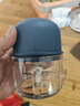 绞肉机小型打蒜器家用绞蒜切蒜器多功能辅食料理机电动蒜泥神器蒜蓉机自动切菜机压蒜器 蓝色升级款 0.26L 加厚玻璃杯 6页刀 实拍图