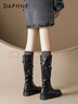 达芙妮美拉德堆堆长筒靴女款2025新款长靴高筒靴子骑士靴 黑色加绒 40 实拍图