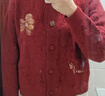 茵曼马年骐骥红北极绒开衫毛衣女秋时尚绣花新年针织外套幸运红L 实拍图