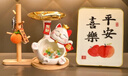 奇雅莱招财猫玄关钥匙收纳摆件入户鞋柜客厅家居装饰搬家乔迁新居礼品 微笑大肚招财猫+球拍木架 实拍图