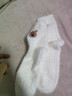 卡通小狗加绒保暖短袜秋冬款中筒袜子女冬加厚澳绒袜女士长袜 乳白色 小猫 1双 均码 实拍图