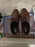 意尔康男鞋圆头商务正装鞋春秋单鞋系带皮鞋德比婚鞋 53449W 棕色 38 实拍图