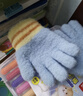 爱宝适婴儿手套秋冬保暖加绒宝宝拼色五指手套儿童分指手套 浅蓝熊 2258 实拍图