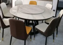 鹏格 岩板餐桌椅组合现代简约实木餐桌家用大理石圆形轻奢圆桌带转盘 单桌 120cm （岩板桌面） 实拍图