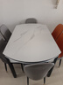 奥利克丝 亮光岩板餐桌椅组合 现代简约实木餐桌可伸缩折叠圆桌吃饭桌子 哑光雪山白-黑白框架轻奢皮椅款 1.35米 一桌六椅【12MM加厚岩板】 实拍图