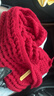 百搭韩版针织毛线红色围巾女2024圣诞冬季高级感新年礼物情侣围脖 针织围巾-酒红色-1个装-保暖 1 实拍图