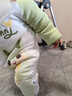 多嘻噜卡宝宝连体衣秋冬季夹棉保暖棉衣加厚棉服外出服 嫩绿线条兔 90cm 实拍图