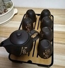 正扬紫砂茶具小套装家用功夫茶杯茶壶泡茶器全套办公室客厅喝茶盘整套 紫砂/龙壶（舍得）+六杯+长方（条纹）黑 实拍图