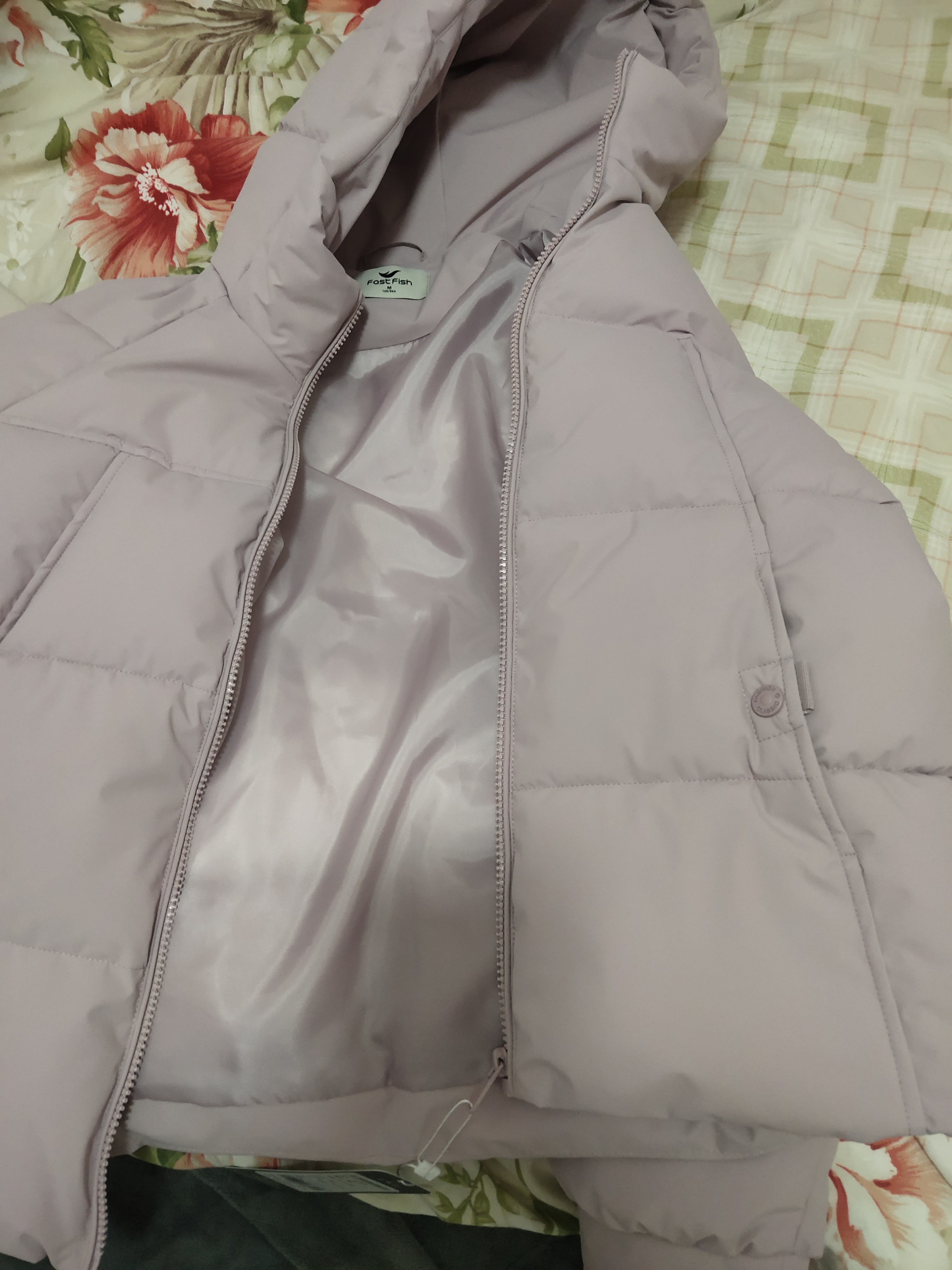 快鱼棉服女2026冬季新款微宽松净色短款连帽外套防寒加厚棉袄女装上衣 浅紫 M 实拍图
