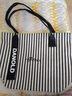 鹏境2025新款帆布手提单肩包包女时尚条纹大容量购物袋休闲通勤托特包 飘带条纹【经典黑】 实拍图