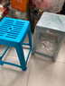 茶花 塑料凳子 家用条纹板凳 高方凳子46.6cm 浅蓝色 1只装 实拍图