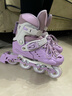 斯威（SWAY）轮滑鞋儿童溜冰鞋男女童初学套装中小学滑轮滑冰旱冰鞋成人直排轮 莫紫八轮全闪+头盔护具+一体支架 M (适合6-12岁)平时鞋码31-36 实拍图