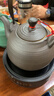 唯古陶瓷烧水壶黑陶煮茶壶提梁养生壶大号单个家用电陶炉碳炉明火户外 雅黑螺旋壶（1150ml） 实拍图