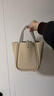 Songmont中号菜篮子系列女设计师款头层牛皮大容量通勤手提包 奶昔白 帆布内胆 现货 实拍图