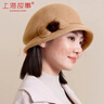 上海故事纯羊毛帽子女秋冬季加厚保暖毛呢礼帽复古礼帽简约蝴蝶结新年礼物 实拍图