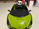 星辰皓兰博基尼儿童电动车四轮玩具可坐人小孩宝宝婴儿遥控汽车闪电SIAN 绿色四驱+遥控+摇摆+皮座+软轮 实拍图