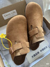 Devo的沃软木勃肯鞋男女同款单鞋绒面复古包头鞋情侣文艺休闲鞋 66008 黄棕反绒牛皮 35 实拍图