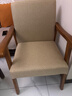 知渡实木椅子扶手靠背椅书桌电脑椅麻将椅家用沙发椅舒适久坐老年人座 胡桃色+卡其色【布套可拆洗】 实拍图