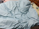 北欧风棋盘格裸睡亲肤被套单件水洗棉机洗斜纹加大单人被罩 水蓝银灰 180*220CM【单件被套】 实拍图