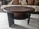 青子悠法式复古茶几中古风圆形茶桌2026新款美式简约家用小户型边桌家具 胡桃色+橡胶木【直径80CM】 实拍图