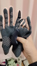 手套女秋冬季运动保暖加绒加厚手套防水骑行防风防寒开车防滑触屏 女士德绒防水竖标指尖开口灰色 均码 实拍图