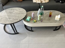 森生林岩板茶几客厅小户型简约轻奢椭圆形可伸缩茶桌 C14-1黑架白箱 阿玛尼+阿玛尼 120cm椭圆茶几+80cm小圆边几 实拍图