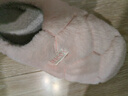 洁丽雅毛绒棉拖鞋秋冬加厚软底男女保暖加绒棉拖鞋 粉色 40/41 实拍图