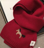 恒源祥出口原单小马刺绣WOOL100%羊毛新年红色围巾男女秋冬保暖围脖披肩 红色 100%羊毛 晒单实拍图