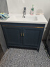 溪涧亭新款太空铝落地柜卫生间洗手盆洗脸盆柜组合陶瓷洗漱台阳台一体盆 轻奢蓝(洗手盆)落地柜80CM 包含五金(不含镜子) 实拍图