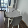 木如金镶轻奢餐桌椅组合现代简约小户型钢化玻璃子吃饭家用快餐饭店出租房 白腿+黑面+白玻配4把闪电椅 120cm *宽70cm*高75cm 实拍图