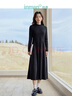 茵曼（INMAN）2025秋冬女装新款灯芯绒连衣裙新品长袖休闲针织礼服中长裙子 午夜黑-18348357H1 M 实拍图