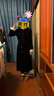 香影赫本风黑色仿丝绒连衣裙女2026秋季新款木耳边拼接法式收腰裙 黑色 M 160/84A/95-110斤 实拍图