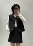小香风亮片半身裙2026秋季新款高腰显瘦A字裙毛呢包臀裙女 黑色短款 2XL 实拍图