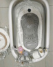 iuu婴儿洗澡盆 可折叠宝宝浴盆大号 洗澡神器躺托浴架新生儿童用品 【北欧灰】+可调节感温浴架 材质：FAD食品级材质检测认证 实拍图