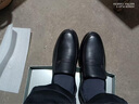 蜘蛛王男士皮鞋一脚蹬秋冬保暖休闲皮鞋真皮中老年爸爸 黑色（加绒) 39 实拍图