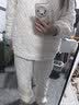 幸棉男女款家居服套装长袖麻花绒美拉德圆领睡衣情侣款长毛绒保暖 女款奶白色 L （女110-140斤/男120-140斤） 实拍图