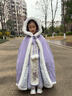 安妮优儿（Anneyol）汉服女童秋冬季儿童古装2025新款中国风唐装女孩加厚冬装古风裙子 紫色套装（裙子+披风） 140 晒单实拍图