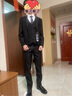 罗蒙西服套装男士商务修身西装男职业正装小西服新郎伴郎结婚礼服外套 黑色双扣【西服+西裤+马甲+衬衫 L /170【100-115斤】+7件礼品 实拍图