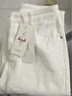 Olrain欧芮儿牛仔裤女春季女装高腰宽松休闲直筒裤窄版阔腿裤 米白色 L 实拍图